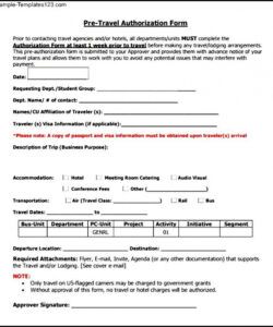 Business Travel Approval Form Template Doc Example