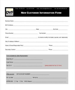 Costum Basic Customer Information Form Template Excel Example