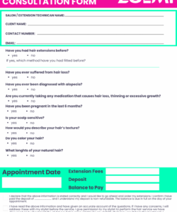 Costum Beauty Salon Consultation Form Template  Example