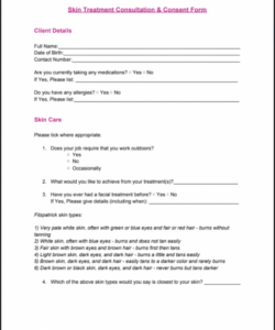 Costum Beauty Treatment Disclaimer Form Template Word