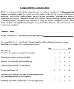 Costum Job Interview Evaluation Form Template  Sample