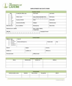 Costum Personal Data Collection Form Template Doc Example