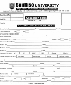 Costum Primary School Admission Form Template Doc Example