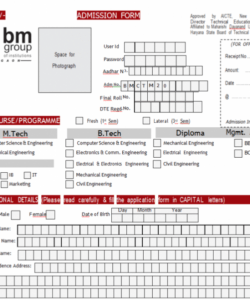 Costum Primary School Admission Form Template Pdf Example