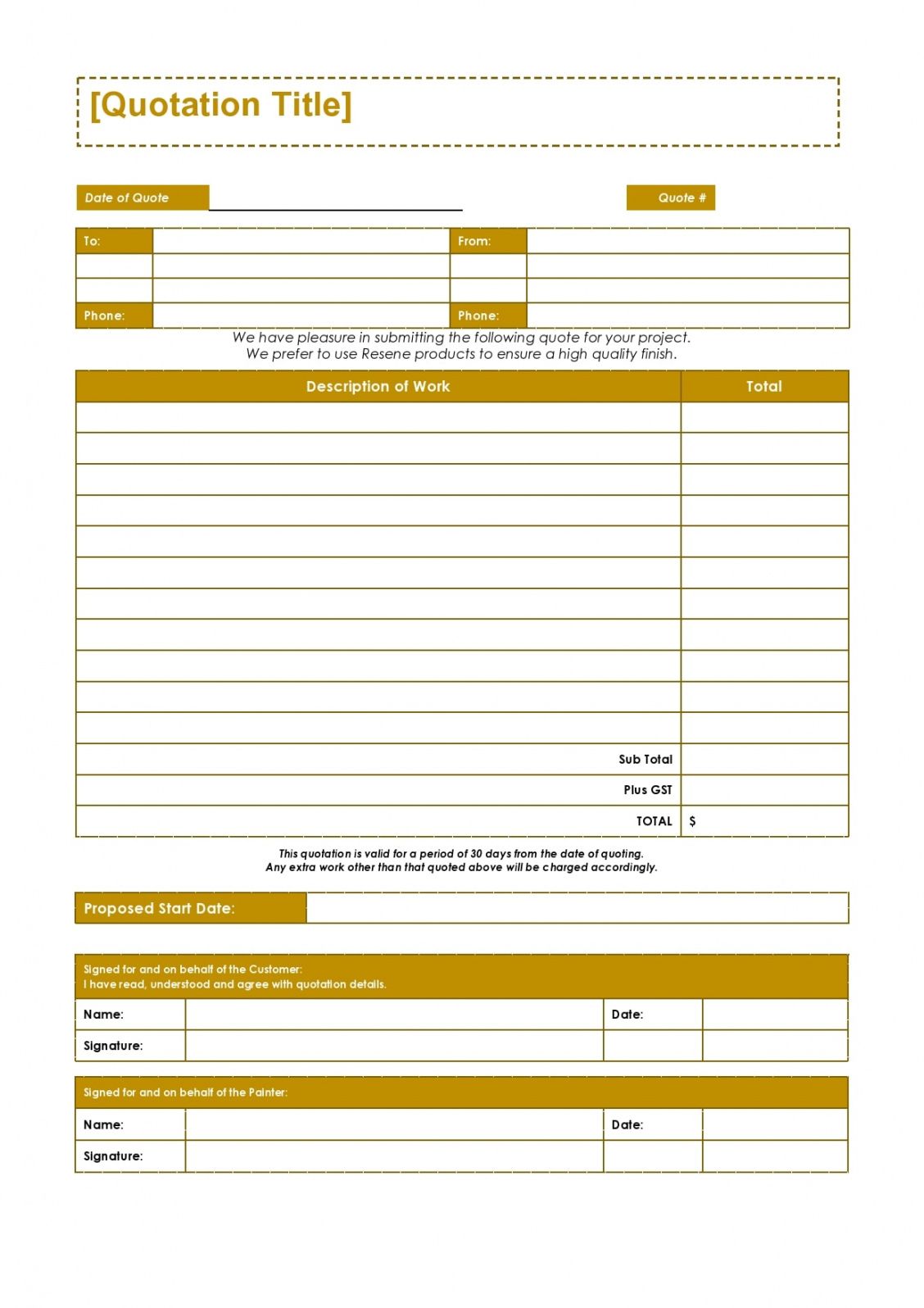 Costum Request For Quote Form Template Doc Example