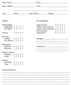 Costum Soccer Player Evaluation Form Template Pdf Sample