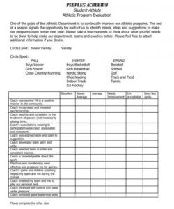 Costum Youth Football Player Evaluation Form Template Word Sample