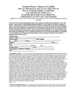 Editable Accident Liability Release Form Template Word