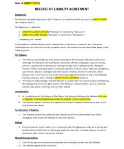 Editable Accident Liability Release Form Template Word Example