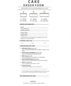 Editable Bakery Cake Order Form Template Excel