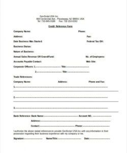 Editable Bank Credit Reference Form Template Doc Example