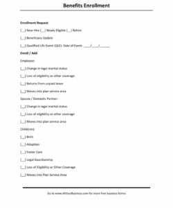 Editable Benefits Open Enrollment Form Template Pdf