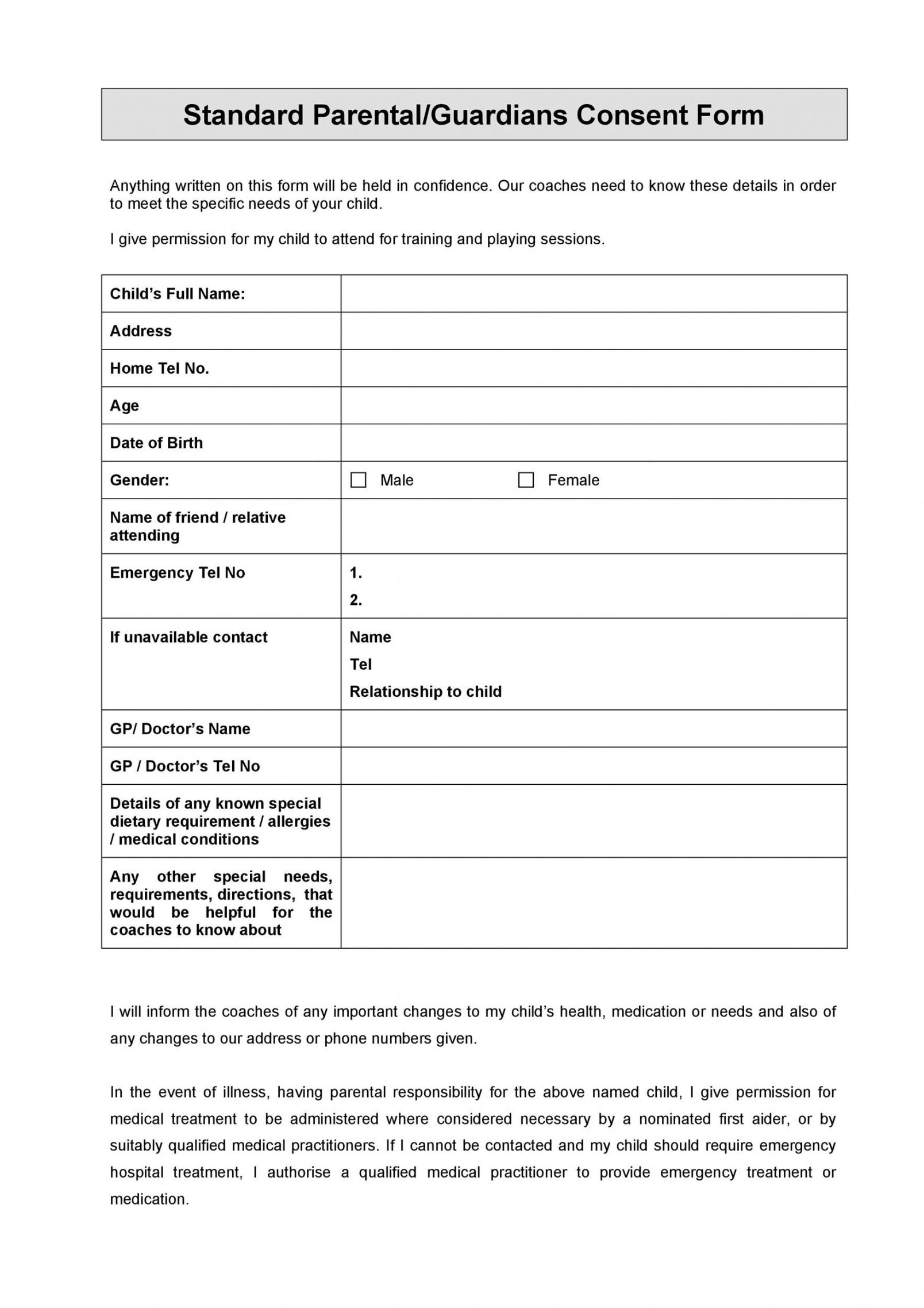 Editable Child Medical Consent Form Template Pdf Example