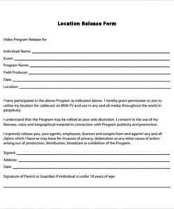 Editable Film Location Release Form Template Word