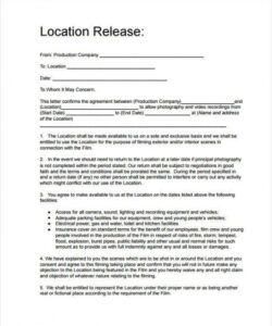 Editable Film Location Release Form Template Word Sample