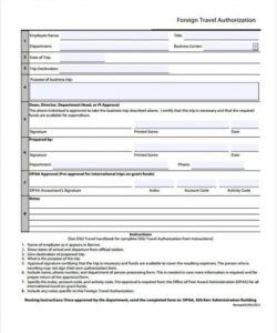 Free Business Travel Approval Form Template Excel Sample