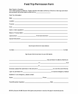Free Excursion Permission Form Template Childcare Excel Example