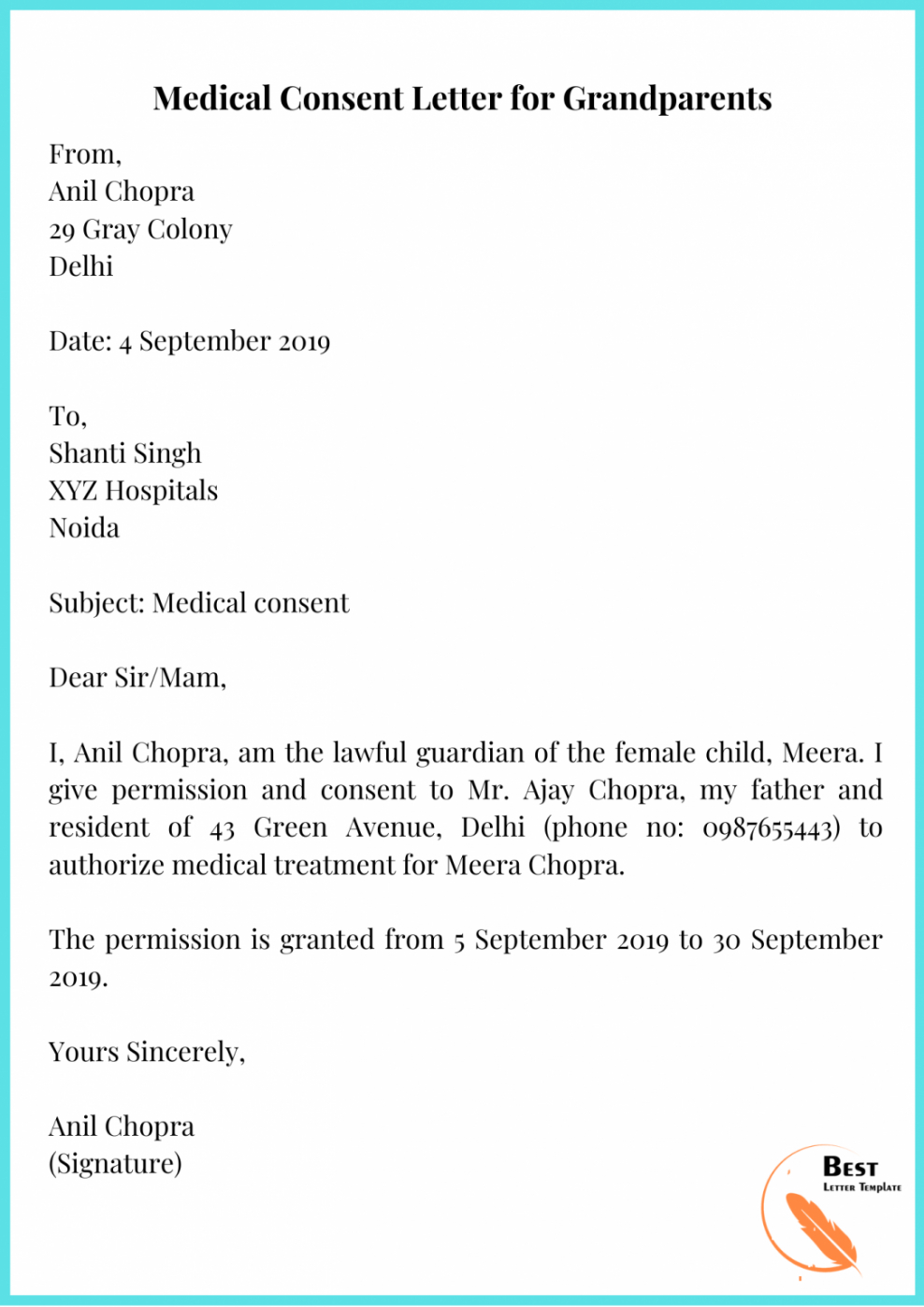 Free Grandparent Medical Consent Form Template Excel Sample