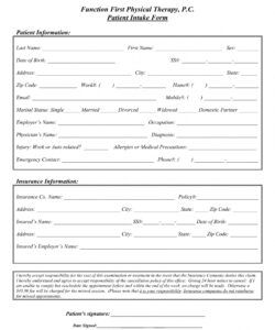 Free Massage Therapy Intake Form Template Doc