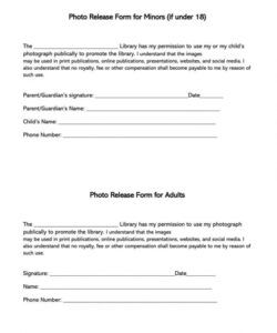 Free Minor Photo Release Form Template Doc Example