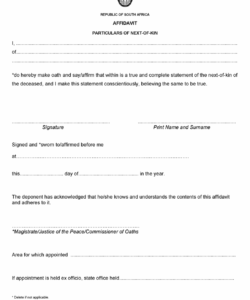 Free Next Of Kin Form Template Word Example