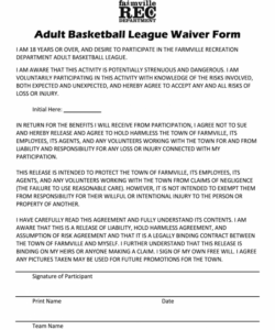 Free Sports Injury Waiver Form Template Doc Sample
