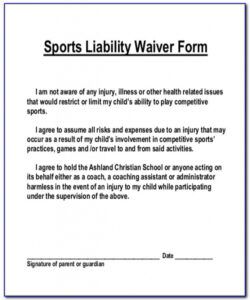 Free Sports Injury Waiver Form Template Word Example