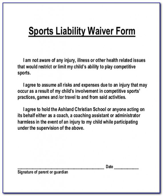 Free Sports Injury Waiver Form Template Word Example