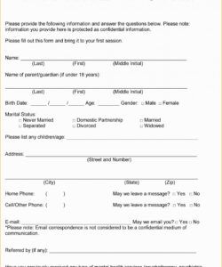 Massage Therapy Intake Form Template Pdf Example