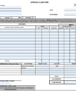 Office Expense Claim Form Template Excel Sample