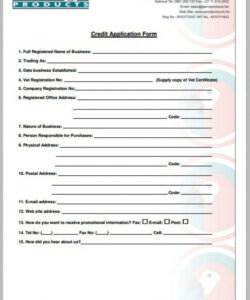 Printable 30 Day Credit Application Form Template  Example