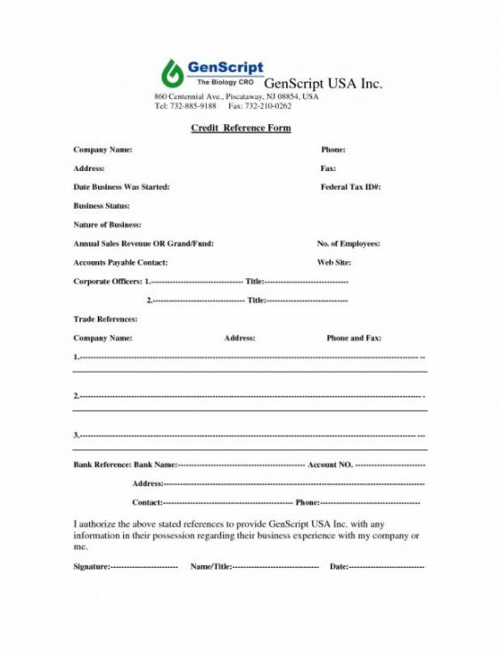 Printable Bank Credit Reference Form Template Word Example