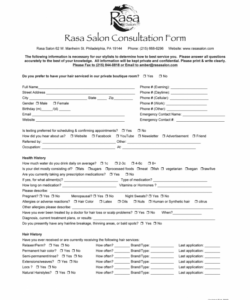 Printable Beauty Client Consultation Form Template