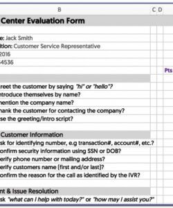 Printable Call Center Evaluation Form Templates Doc Sample