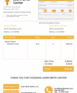 Printable Daycare Reimbursement Form Template  Example