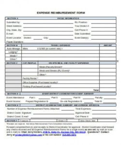 Printable Employee Expense Reimbursement Form Template Word Example