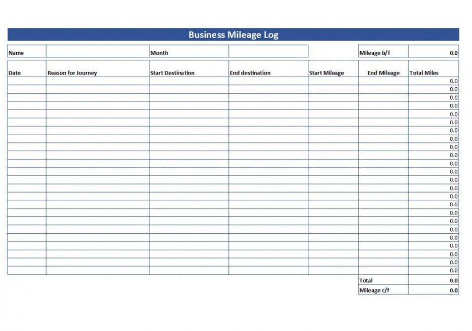 Printable Employee Mileage Reimbursement Form Template Doc