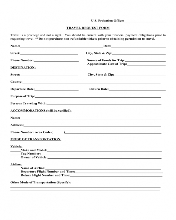 Printable Employee Travel Request Form Template Pdf