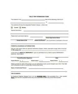 Printable Excursion Permission Form Template Childcare Word Example