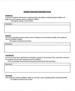 Printable Job Interview Evaluation Form Template Excel Example