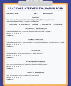 Printable Job Interview Evaluation Form Template Pdf Example