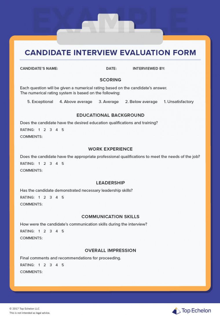 Printable Job Interview Evaluation Form Template Pdf Example