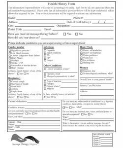 Printable Massage Therapy Intake Form Template