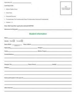 Printable Primary School Admission Form Template Doc