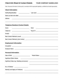 Professional Basic Customer Information Form Template Doc Sample