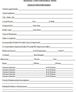 Professional Business Contact Information Form Template Doc