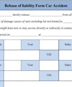 Professional Car Accident Release Of Liability Form Template Excel