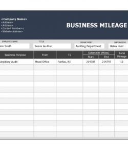 Professional Employee Mileage Reimbursement Form Template Excel Example