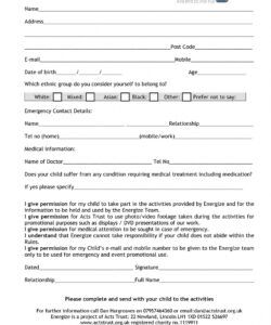 Professional Excursion Permission Form Template Childcare Doc Example