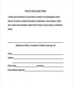 Professional School Photo Release Form Template Word Sample